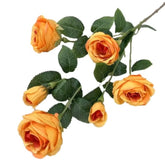 Huitich deep orange artificial roses with green leaves realistic floral decoration